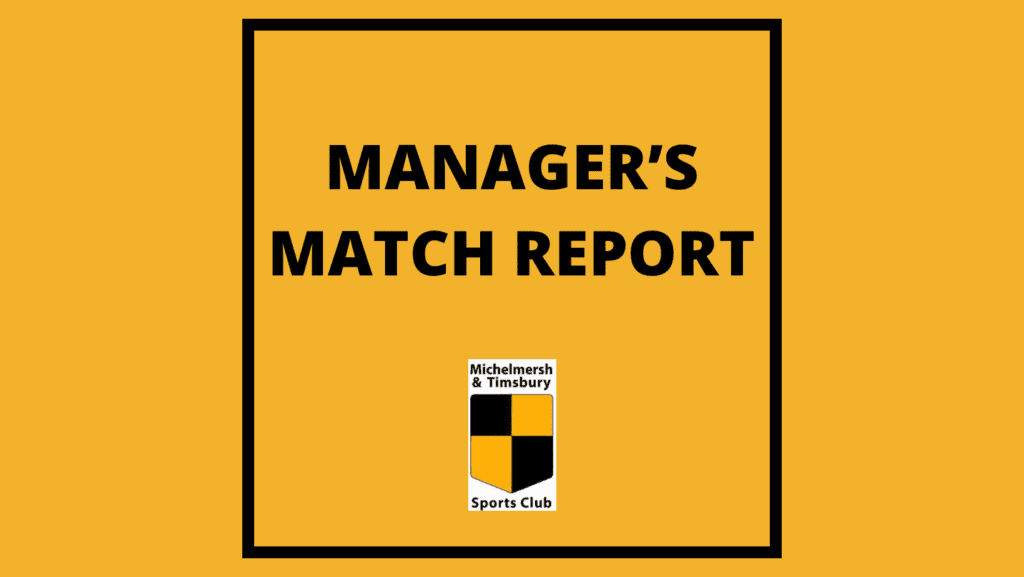 Yellow banner with Manager's match report in bold letters
